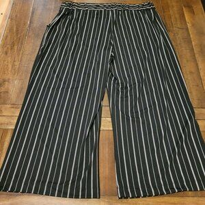 Robert Louis Black & White Striped Wide-Leg Crop Pants size L